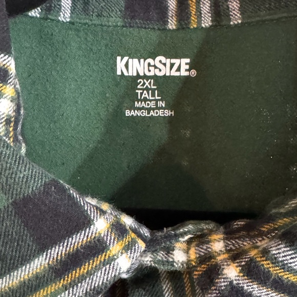 KingSize Plaid Flannel Shirt - Green and Yellow - Picture 4 of 8